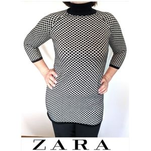 Zara Knit Checked Long Sweater Top